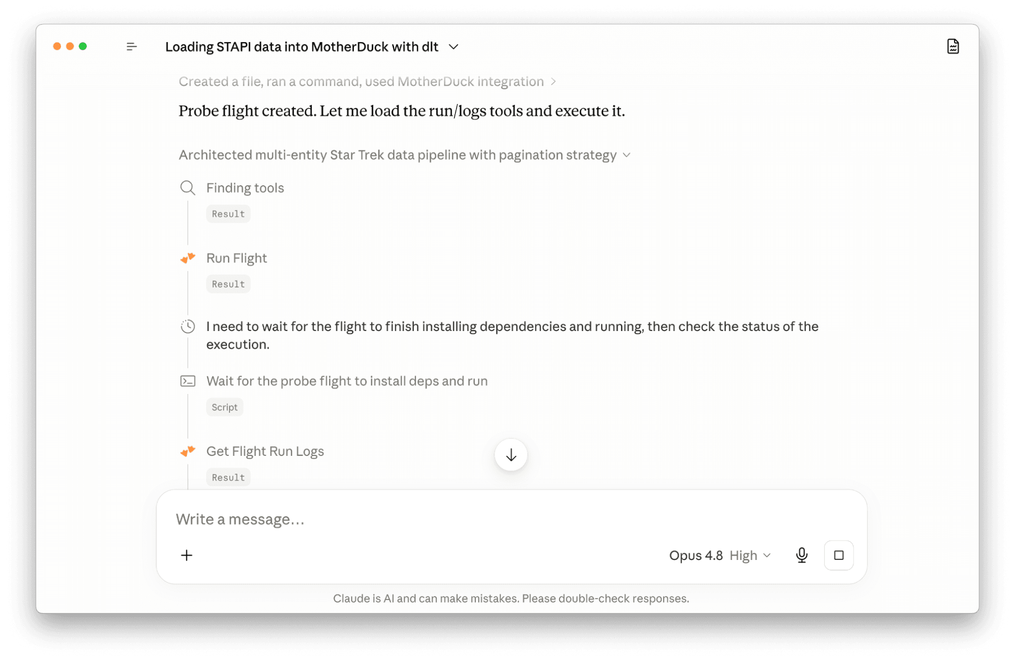 Creating a Flight with the MotherDuck MCP server