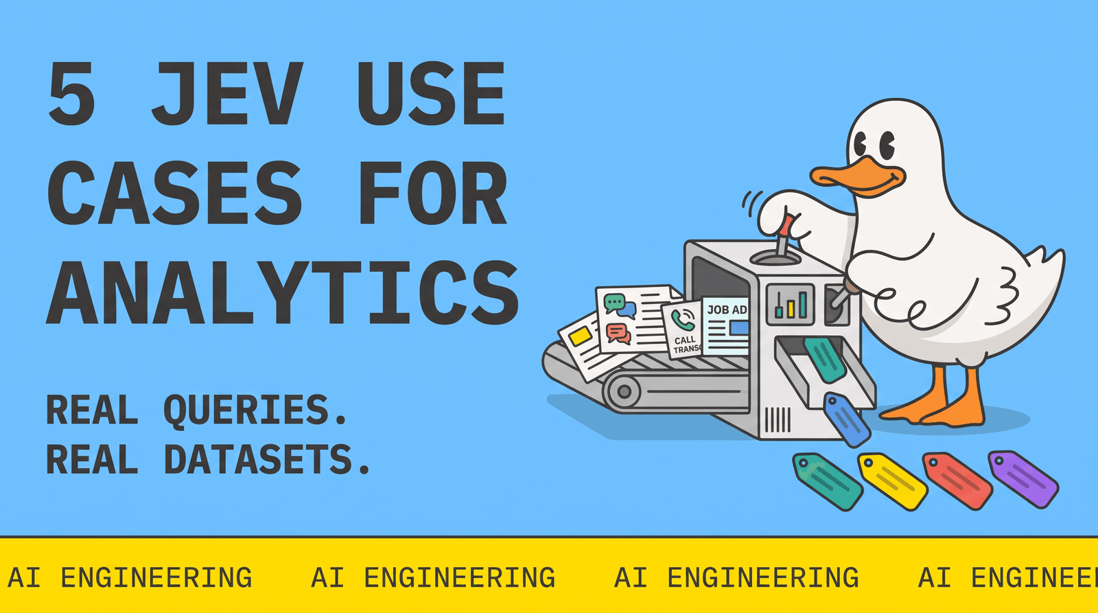 5 Jev use cases for analytics, with real queries and datasets