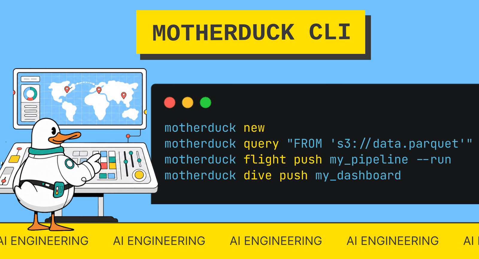MotherDuck CLI: query, pipelines, and dashboards from your terminal
